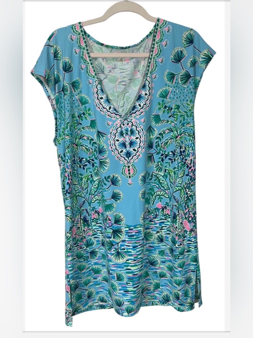 Lilly Pulitzer Coverup Dress Women's Medium Talli V-Neck Colorful Preppy Resort - Picture 1 of 8